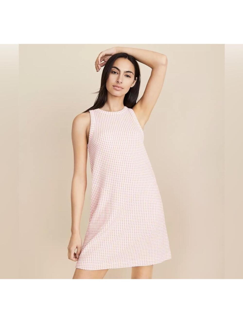 Lou & Grey Gingham Jacquard  Dress with  White and Lilac Color Size XS(NWT)